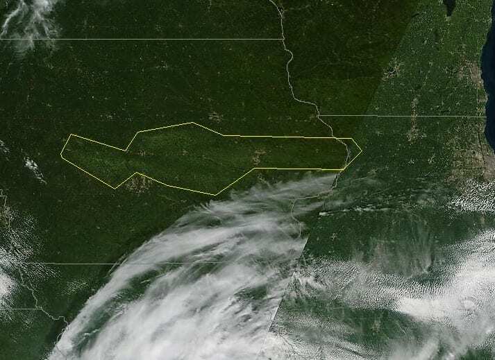 Satellite image of August 2020 derecho